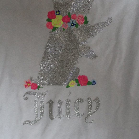 NEW JUICY COUTURE ruffle sleeve top t-shirt white Sz 12 NWT - Picture 3 of 5